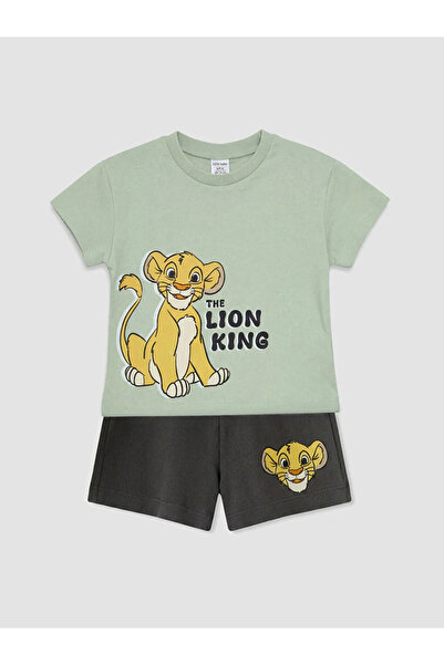LC Waikiki Green Lion King Printed Baby Boy T-Shirt and Shorts Set