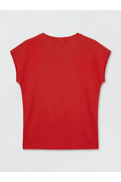 LC Waikiki Κόκκινο Crop Top με λαιμόκοψη ποδηλάτου για γυναίκες