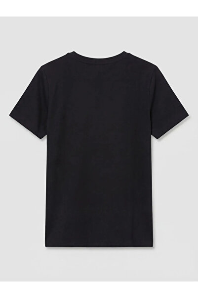 LC Waikiki Γυναικείο μπλουζάκι με στάμπα μαύρο Crew Neck