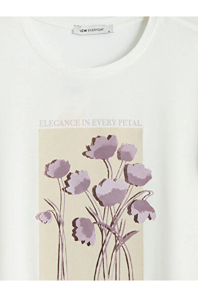 LC Waikiki Γυναικείο μπλουζάκι με λευκό λαιμόκοψη