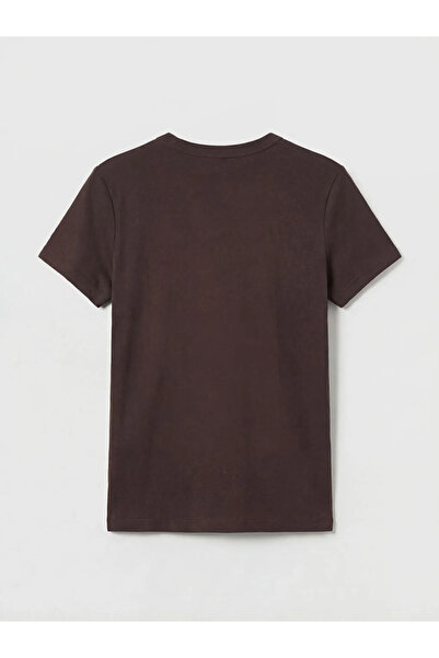 LC Waikiki Γυναικείο μπλουζάκι καφέ με λαιμόκοψη