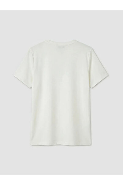 LC Waikiki Λευκό Κοντομάνικο T-Shirt Γυναικείο με Στρογγυλή Λαιμόκοψη