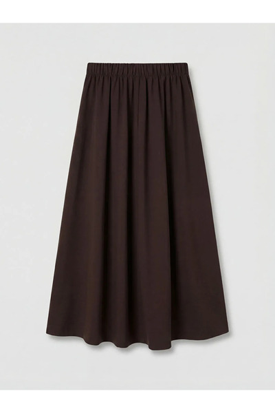 LC Waikiki Καφέ Φούστα με Πλισέ Υφή και Υφασμάτινη Υφή