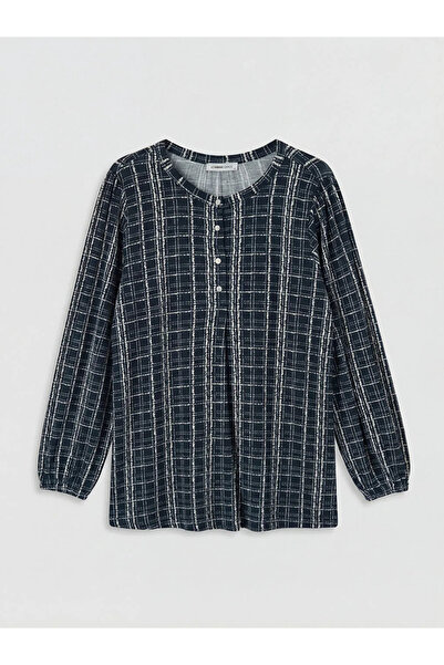 LC Waikiki Μπλούζα με μοτίβο με λαιμόκοψη σε μπλε ναυτικό