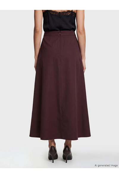 LC Waikiki Φούστα μπορντό με φερμουάρ στη μέση και κλος σχέδιο