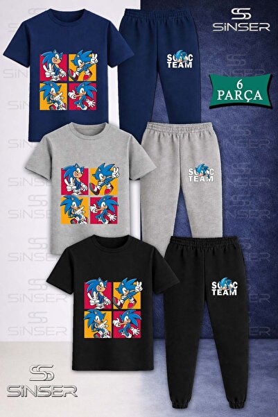 SS SİNSER Children's Snic 4Kare Foto Icinde 3Lu Kare Icinde 3LÜ T-Shirt and S...
