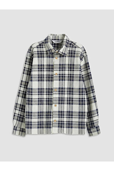 LC Waikiki Μπεζ καρό πουκάμισο-τζάκετ για αγόρια