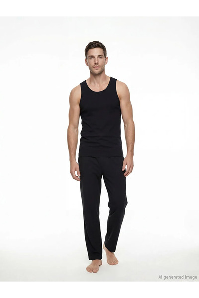 LC Waikiki Black U-Neck Combed Cotton Men's Undershirt 5-Pack