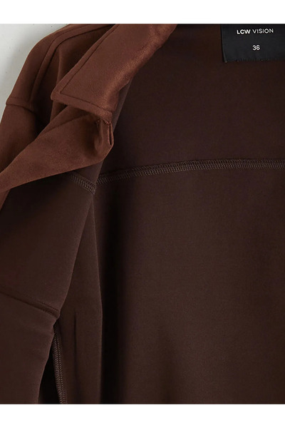 LC Waikiki Καφέ Γυναικείο Μπουφάν με Γιακά Πουκαμίσου και Εμφάνιση Σουέντ