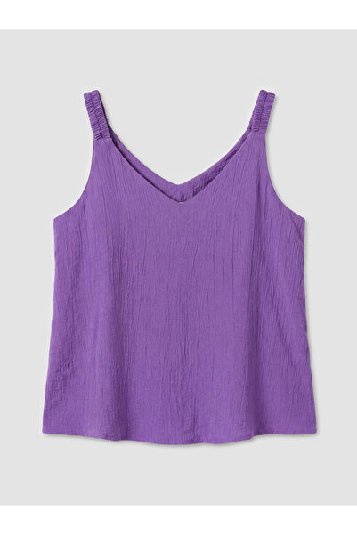 LC Waikiki Μωβ μπλούζα με λαιμόκοψη V και υφή με ραφές