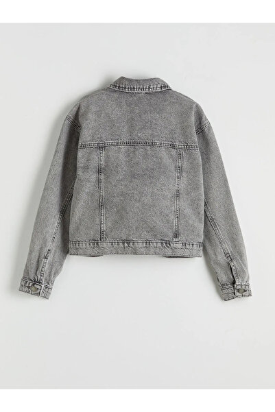 LC Waikiki Μικτό τζιν μπουφάν για κορίτσια με φιόγκο και πέτρες