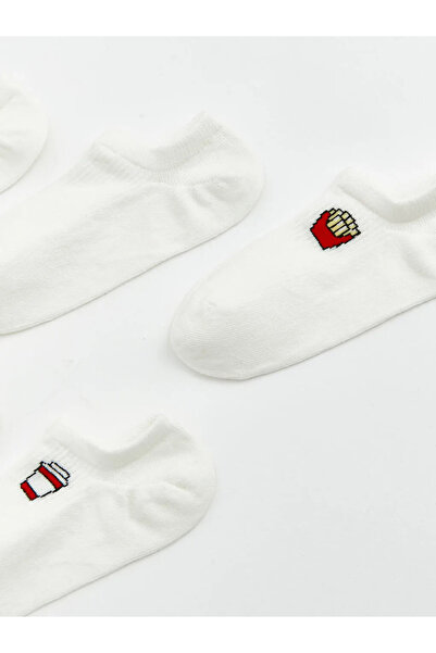 LC Waikiki Γυναικείες κάλτσες sneaker με σχέδιο εκρού 5 τεμαχίων