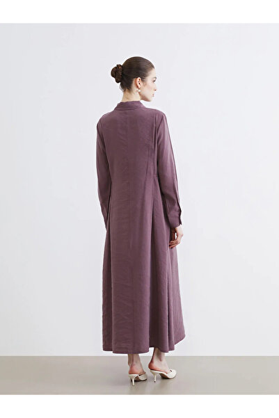 LC Waikiki Ροζ πουκάμισο φόρεμα με δεμένη μέση από μικτό μοντέλο