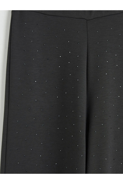 LC Waikiki Γυναικείο Φούτερ Ανθρακί με Ελαστική Μέση και Πέτρινο Σχέδιο