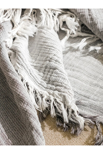 LC Waikiki Κουβέρτα τηλεόρασης με φούντες ανθρακί 130x170 εκ.