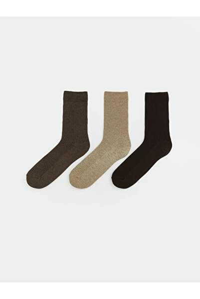 LC Waikiki Καφέ ανδρικές κάλτσες 3 τεμαχίων