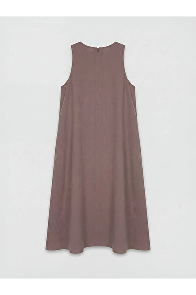 LC Waikiki Λιλά Φόρεμα σε γραμμή Α με λαιμόκοψη ποδηλάτου και τσέπες