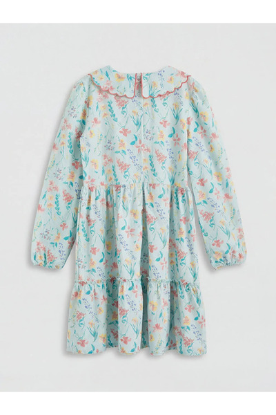 LC Waikiki Μπλε βρεφικό φόρεμα ποπλίνα με λουλούδια για κορίτσια