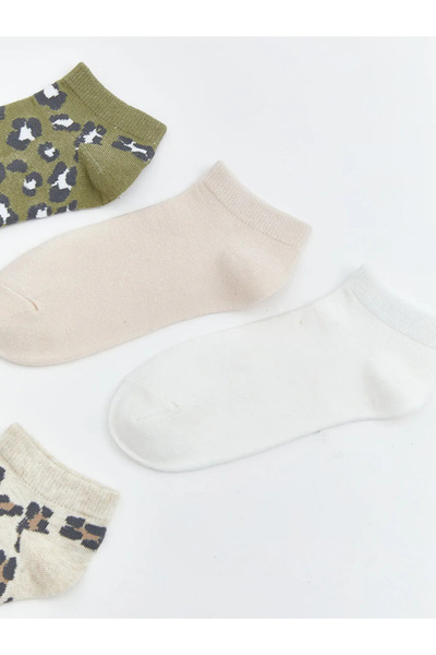 LC Waikiki Γυναικείες κάλτσες με πράσινο σχέδιο λεοπάρ, σετ 5 τεμαχίων