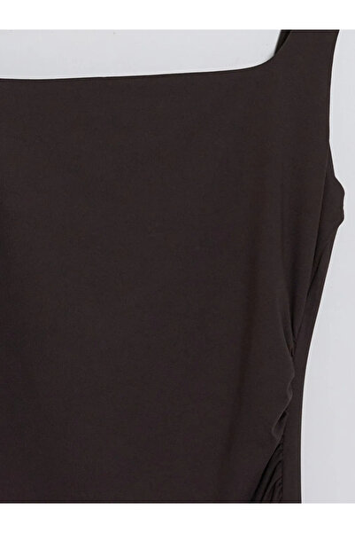 LC Waikiki Φόρεμα Bodycon με καφέ τετράγωνο λαιμόκοψη