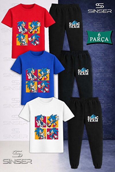 SS SİNSER طقم تي شيرت رياضي للأطفال SNIC 4KARE PHOTO IN 3 SQUARES 3LU