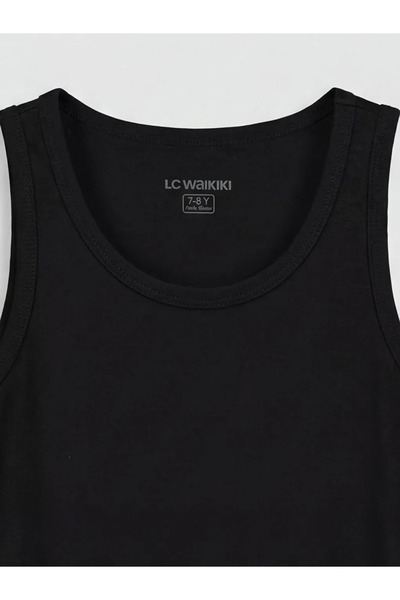 LC Waikiki Μαύρο αθλητικό φανελάκι για αγόρια με λαιμόκοψη ποδηλάτου