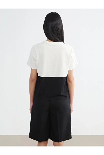 LC Waikiki Λευκή μπλούζα με λαιμόκοψη ποδηλάτου Δαντέλα με λεπτομέρειες