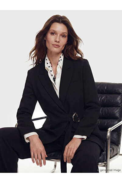 LC Waikiki Μαύρο γυναικείο μπλέιζερ με διπλό γιακά