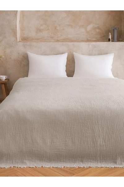 LC Waikiki Καφέ Διπλό Βαμβακερό Κάλυμμα Κρεβατιού