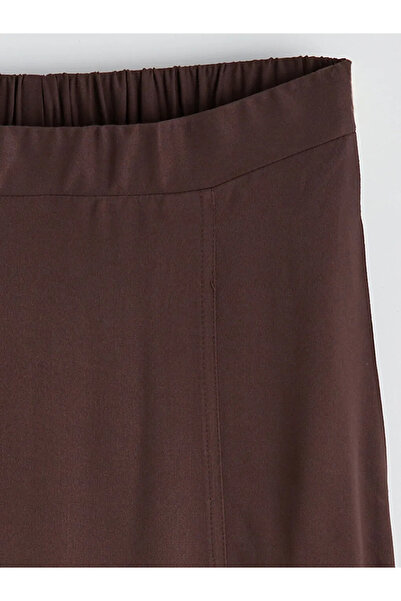LC Waikiki Καφέ πλισέ φούστα με ελαστική μέση