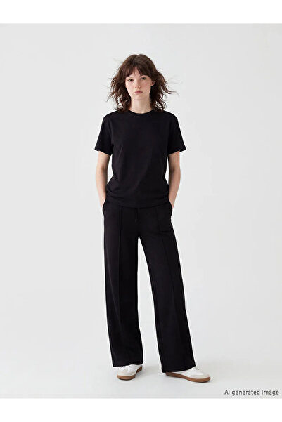 LC Waikiki Μαύρο ελαστικό στη μέση, μαλακό στο χέρι, γυναικείο παντελόνι