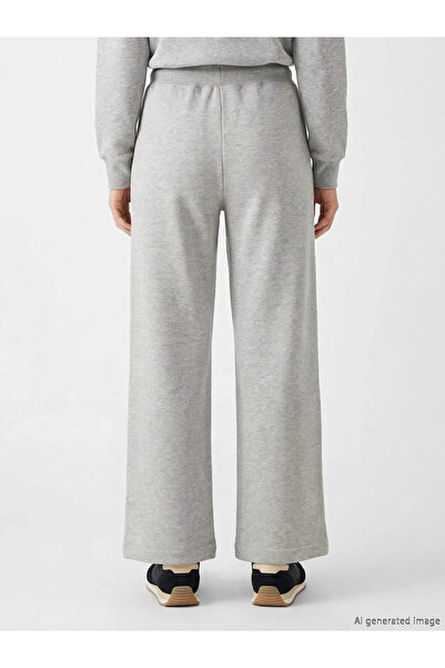 LC Waikiki Γκρι γυναικείο χοντρό παντελόνι με ελαστική μέση
