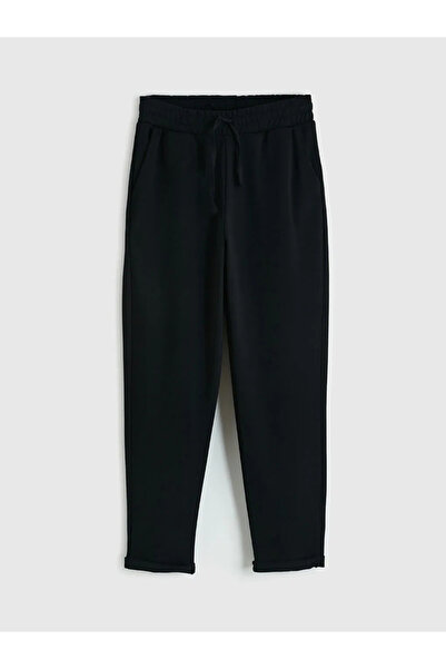 LC Waikiki Μαύρο γυναικείο φούτερ με ελαστική μέση