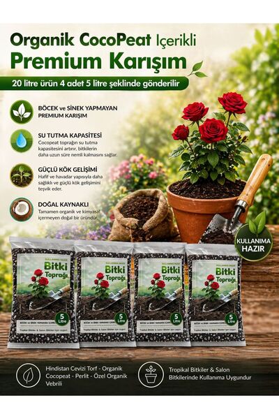 NEXVORİA Torf + Cocopeat + Perlit + Pomza Karışımlı 20 Litre Organik Bitki To...