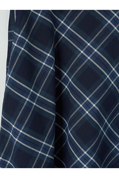 LC Waikiki Μπλε ναυτικό καρό φούστα με ελαστική μέση και φαρδιά γραμμή