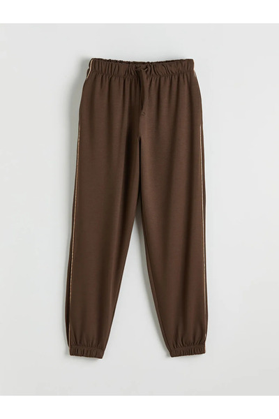 LC Waikiki Καφέ γυναικείο παντελόνι jogger με ελαστική μέση