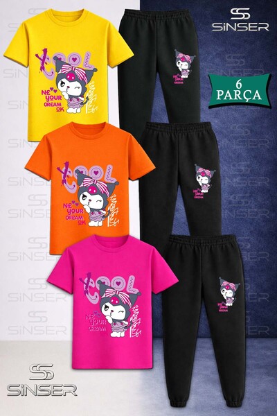 SS SİNSER Children's Kromi Cool Written 3-Piece T-Shirt Tracksuit Set
