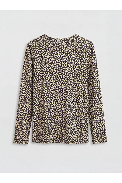 LC Waikiki Μπλούζα με μοτίβο με λαιμόκοψη σε μπεζ χρώμα