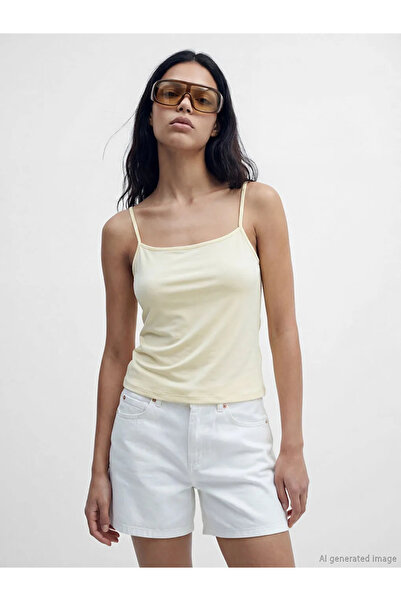 LC Waikiki Κίτρινο γυναικείο φανελάκι με λαιμόκοψη U και λουράκια