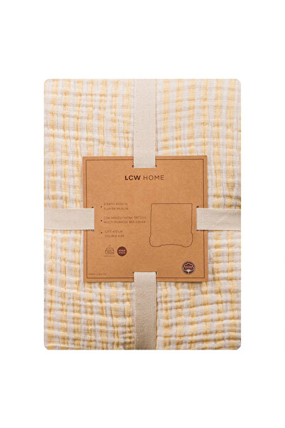 LC Waikiki Κίτρινο διπλό βαμβακερό κάλυμμα κρεβατιού από μουσελίνα