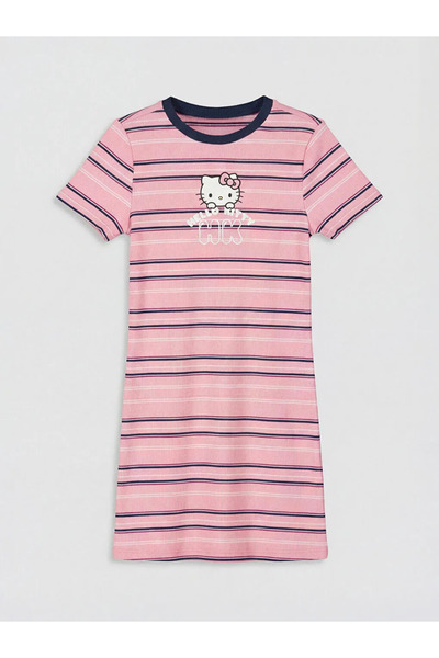 LC Waikiki Ροζ φόρεμα για κορίτσια με στάμπα Hello Kitty
