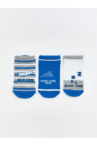 LC Waikiki Γκρι μοτίβο για αγόρια μποτάκια κάλτσες 3 τεμαχίων