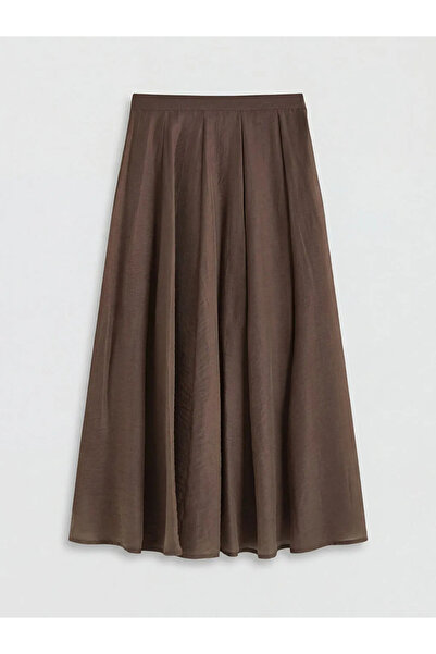 LC Waikiki Καφέ φούστα με φερμουάρ στη μέση