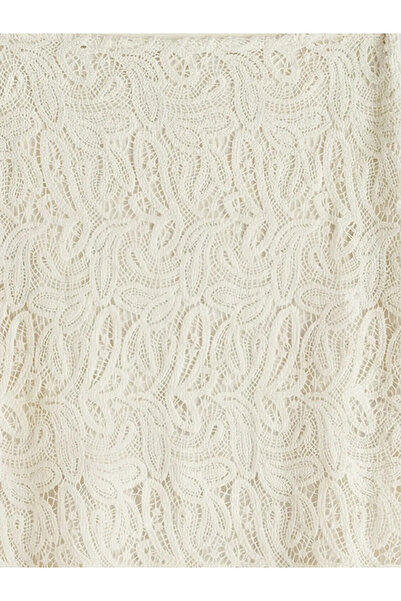 LC Waikiki Λευκή φούστα σε γραμμή Α με ελαστική μέση δαντελωτή πλέξη