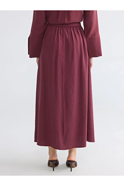 LC Waikiki Καφέ φούστα σε γραμμή Α με ζώνη στη μέση, από μείγμα μοντάλ