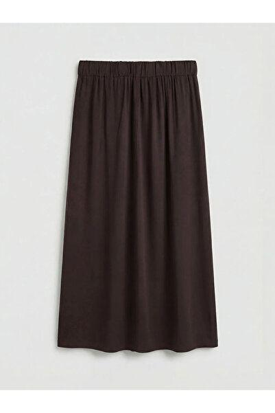 LC Waikiki Καφέ φούστα Belmando σε γραμμή Α με ελαστική μέση