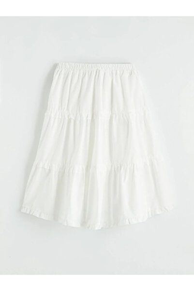 LC Waikiki White Elastic Waist Girl's Skirt