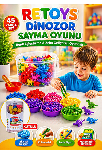 Retoys Dinozorları Renklerine Ayır Ve Say 45 Parça Renk Eşleştirme & Eğitici ...