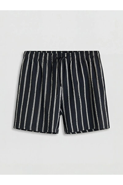 LC Waikiki Μαύρο κοντό ανδρικό ριγέ μαγιό