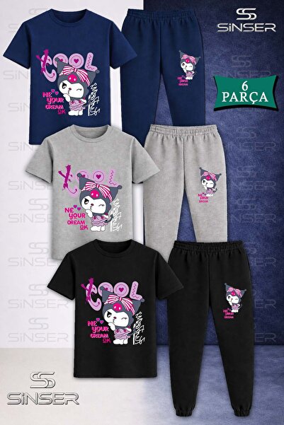 SS SİNSER Children's Kromi Cool Written 3-Piece T-Shirt Tracksuit Set